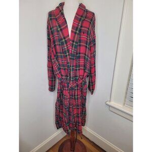 Polo Ralph Lauren Tartan Plaid Cotton Robe Belted S/M Boyfriend Preppy